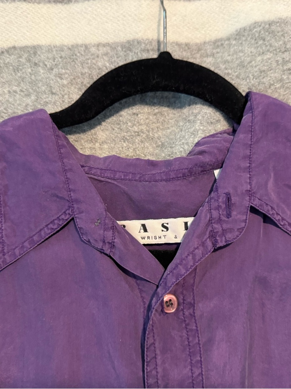 Vintage Purple Button-Front Blouse Basix